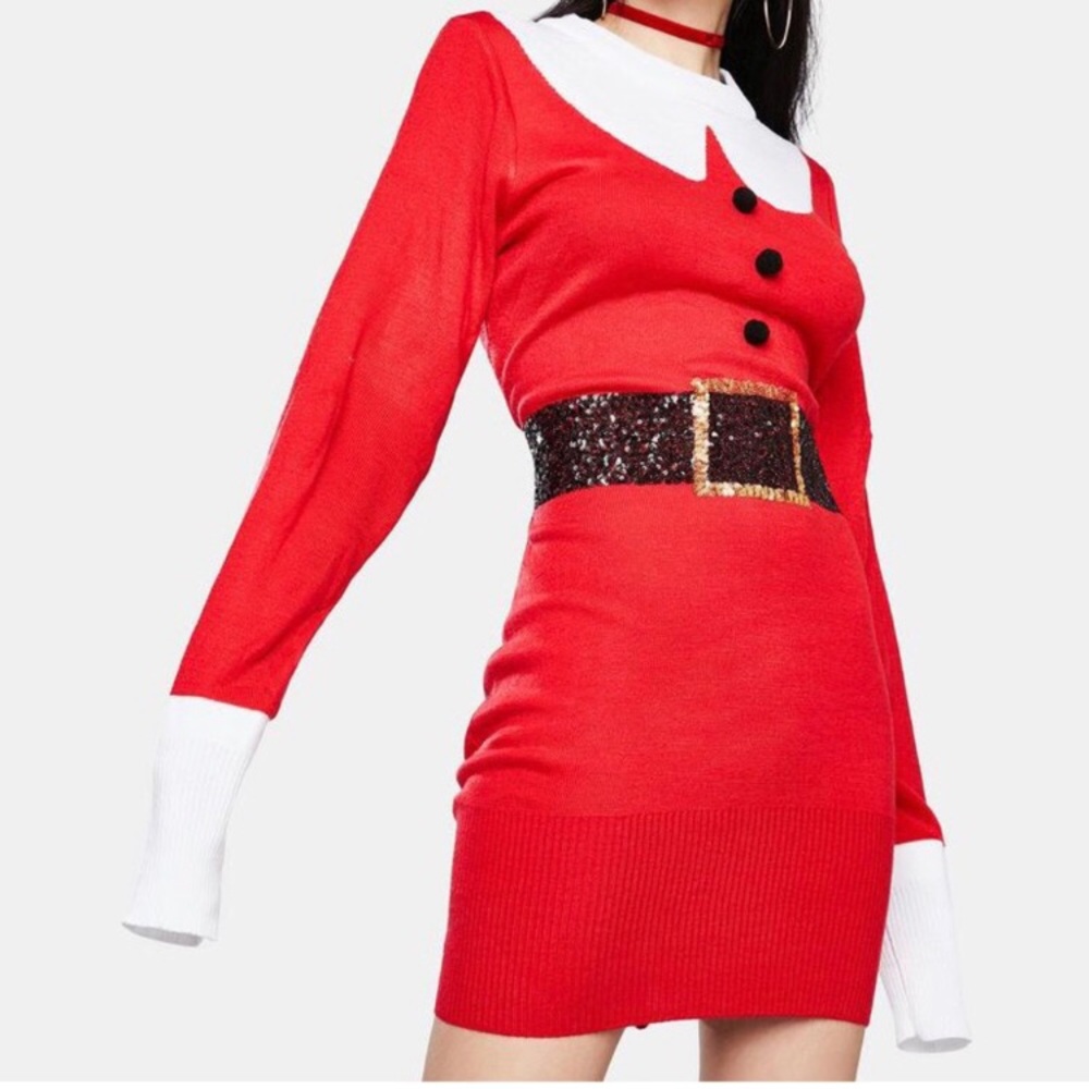 Tipsy Elves knit Santa body-con dress size S NWT shimmer and shine Christmas